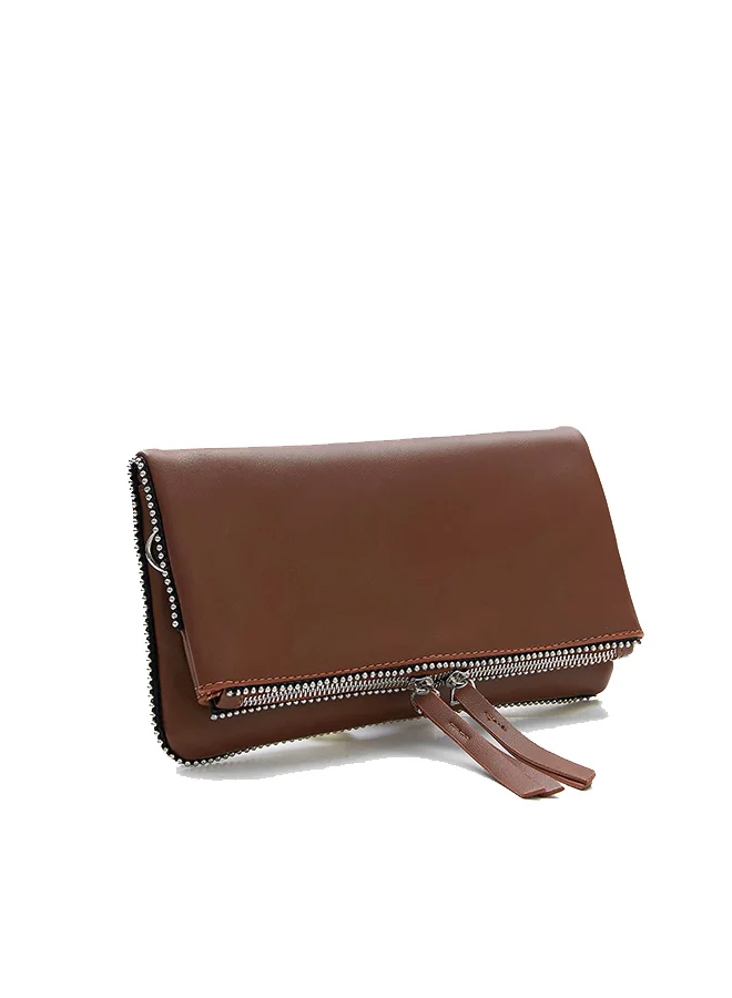 Wecre8 Brown Chain Trim Convertible Clutch