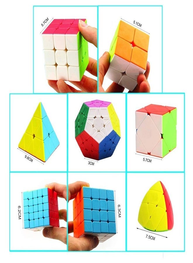AUTHFORT Adult,Kid Speed 2X2 3X3 4X4 5X5 And Pyraminx Pyramid Triangle, Megaminx, Squire Cube Fantasy Set Puzzle Cubes Combo (Pack Of 8 Cube) - Image 2
