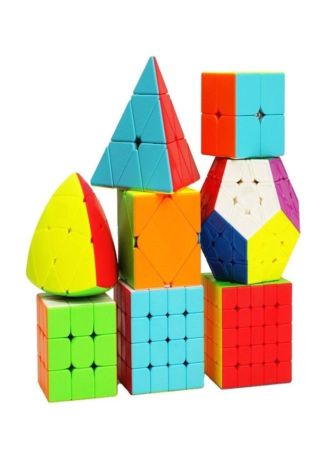 AUTHFORT Adult,Kid Speed 2X2 3X3 4X4 5X5 And Pyraminx Pyramid Triangle, Megaminx, Squire Cube Fantasy Set Puzzle Cubes Combo (Pack Of 8 Cube) - Image 1