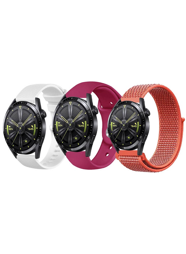 Perfii 3pcs Watchband Bundle Compatible with all Samsung, Huawei, Amazfit, Fitbit and Honor with 22mm band size - Image 1