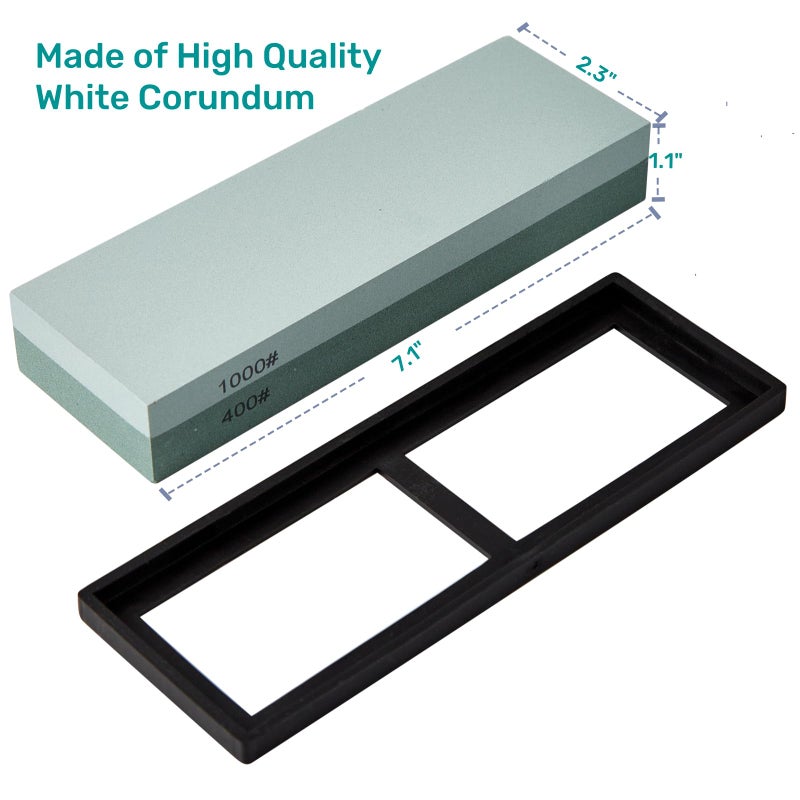 HiramWare Knife Sharpening Stone with Non-slip Rubber Base, 400/1000 Grit Premium Whetstone, Double-Sided Knife Sharpener for Kitchen, Waterstone for Honing Blades Manually - Image 5