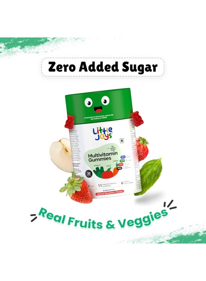 Little Joys Multivitamin Gummies | 2-6 Years | 60 Gummies | With 12 Vitamins & Minerals | Improves Immunity, Bone health & Antibody Production | No Added Sugar | Strawberry Flavour - Image 3