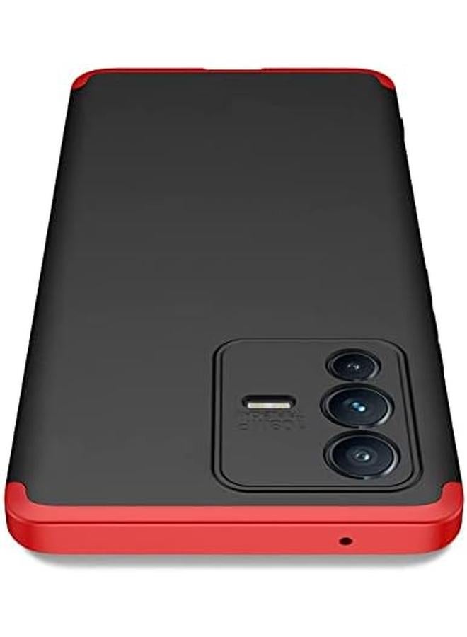 erorex 360 Degree Full Protection Cell Phone Cover Hard Plastic Matte Case With Back Cameras Protection 2In1 Compatible With Vivo Vivo V23 5G Screen Size 6.44 Inch Black Red - Image 4