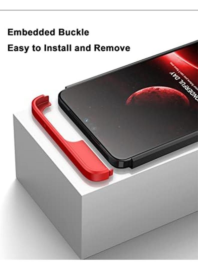 erorex 360 Degree Full Protection Cell Phone Cover Hard Plastic Matte Case With Back Cameras Protection 2In1 Compatible With Vivo Vivo V23 5G Screen Size 6.44 Inch Black Red - Image 5