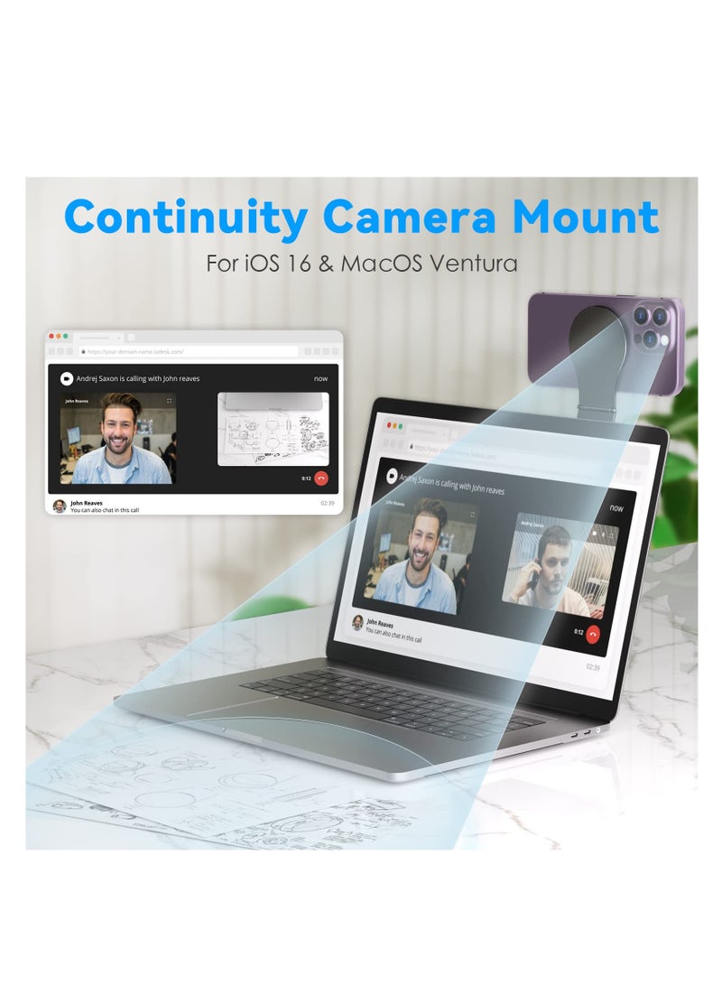 SYOSI, Magnetic Phone Holder for Laptop, Adjustable Cell Phone Stand Designed for Magsafe, Computer Monitor Side Mount Clip for iPhone, for Home Work Office - Image 2