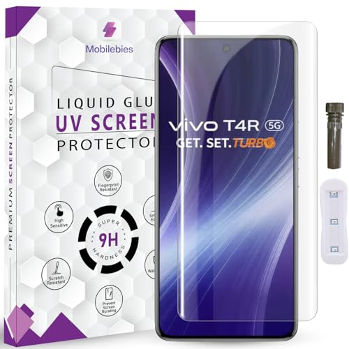 Mobilebies® Advanced HD+ UV Tempered Glass Screen Protector For Vivo T4R 5G (6.77 Inch, Pack of 1) Full Adhesive UV Curved Screen Guard, Case Friendly with installation kit & Guide - Image 1