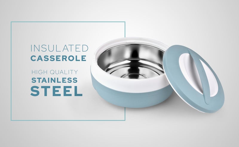 Asian Plastowares - Cosmos Casserole (1000 ml) | BPA-Free | Food Grade | Keeps Food Hot | Ideal for Serving, Gifts for Diwali & Housewarming | Airtight Casserole | Hot Box for Chapati |Bluish Grey - Image 4