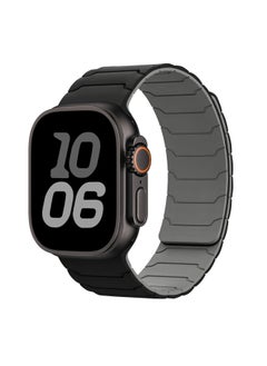Applicable To For AppleStrap AppleWatch9/S10/Ultra Armor Warrior Integrated Silicone Magnetic Watch Strap-Color:Black With Gray-Specifications:38/40/41/10 Generation 42mm