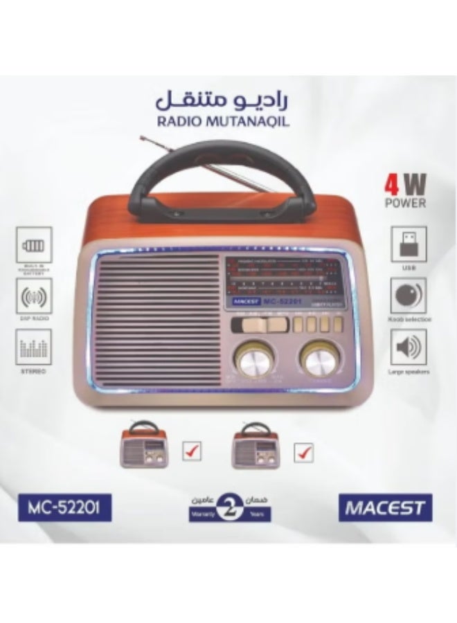 MACEST Portable Vintage Radio Speaker with Bluetooth and Hi-Fi Sound - Image 2