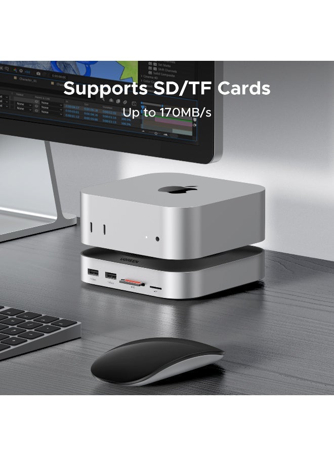 Ugreen Mac Mini M4/M4 Pro Dock Hub with 10Gbps NVMe SSD Enclosure (Up to 8TB), USB C Hub with 3x USB-A 10Gbps, 2x USB-A (5Gbps), 2x USB-C 10Gbps, 170MB/s SD/TF, Dock Station & Extension for Mac Mini M4/M4 Pro Grey - Image 5