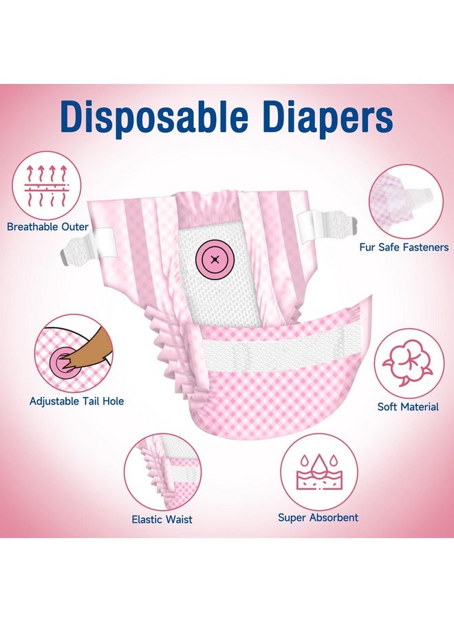 Pet Soft - Pet Soft Doggie Diapers Female - Disposable Dog Diapers for Girl Puppies Cats Diapers with Adjustable Tail Hole Cute Pink 36pcs (M, Pink) - Image 1