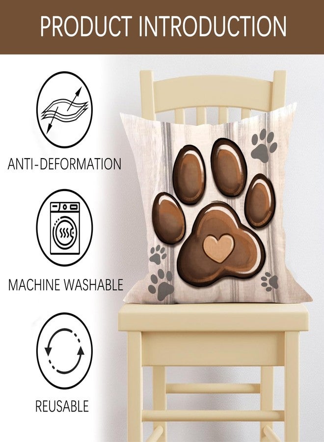 Fjfz Dog Paw Print Home Decorative Throw Pillow Covers 18 x 18 Set of 4, Black Dog House I Woof You Porch Outdoor Home Decor, Bone Farmhouse Rustic Couch Cushion Case Pet Lover Gifts - Image 3