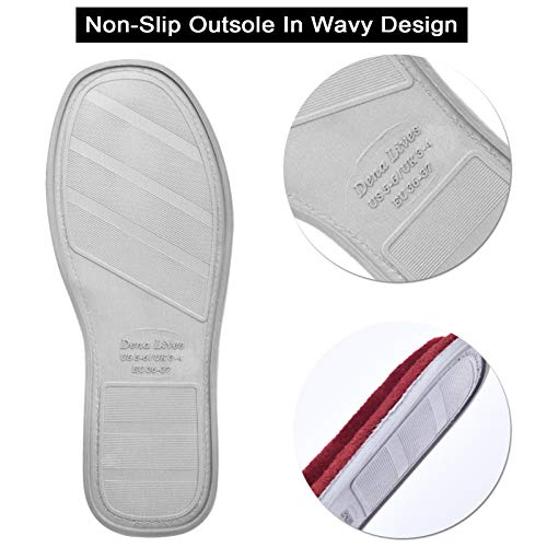 DL Open Toe Slippers for Women Indoor, Cozy Memory Foam House Slippers for Women Summer Slip On, Comfy Soft Flannel Bedroom Slippers Slide Breathable Size 9-10 Red Wine - Image 5