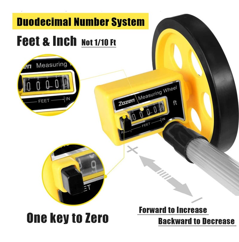 ZOZEN Measuring Wheel 4-Inch Measure Wheel - Scalable Length Measuring Wheel In Feet And Inches  Up To 10 000Ft Walking Measuring Wheel With Carrying Bag. - Image 3