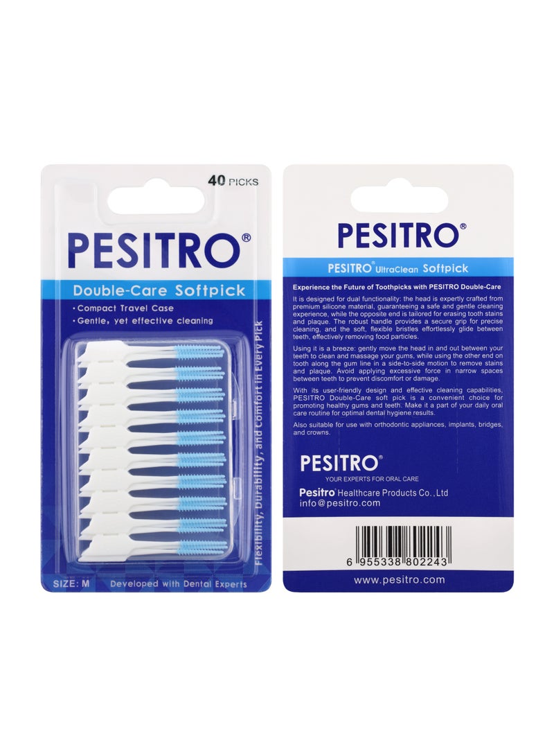 PESITRO Double-Care Toothpick | Interdental Brush | Dual-Ended Design with Soft Rubber Microbrush and Precision Pick | Ergonomic Non-Slip Handle | Latex-Free, Reusable (Medium) - Image 2