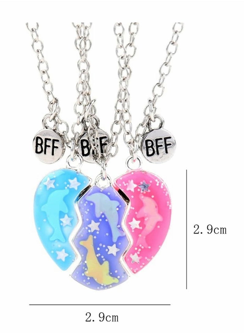 Best Friend Necklace, Half Heart Pendant, Friendship Necklace, BFF Necklace for 3-Split Heart Necklace, Sister Necklace Set Jewelry Birthday  Gift for friend, 1 Set - Image 3