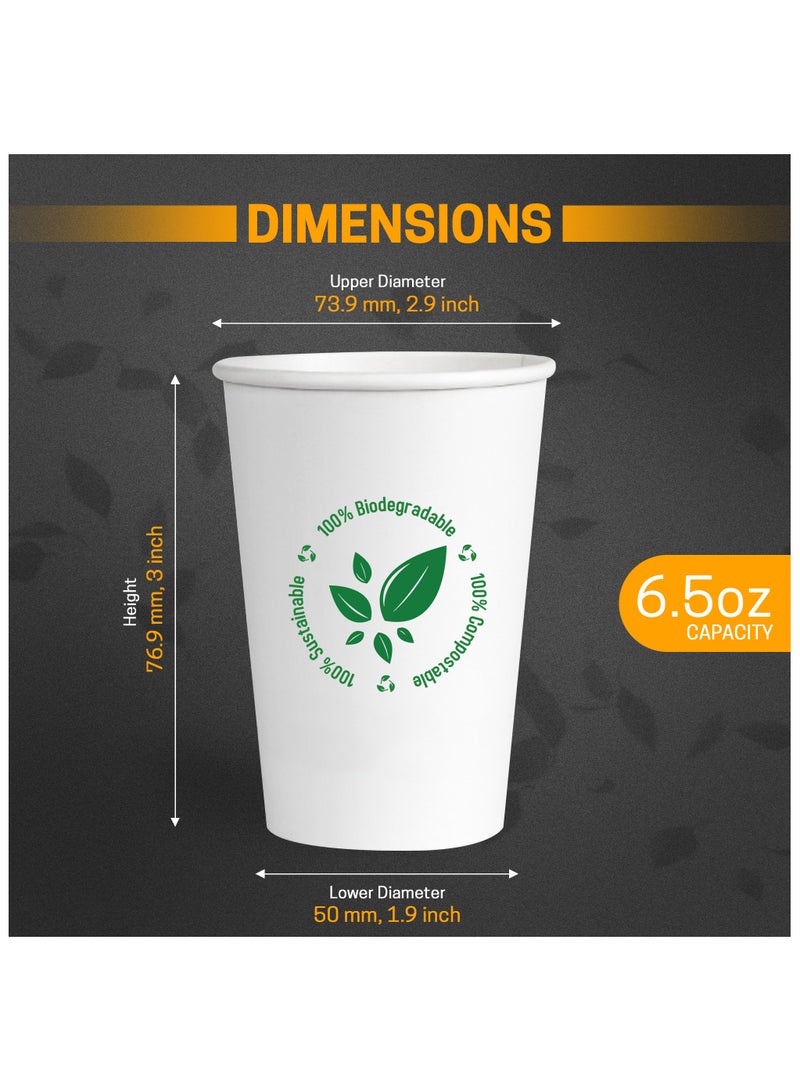 EcoEdge EcoEdge 6.5 Oz Disposable Heavy-Duty Party Paper Cups (Pack of 25) | For Tea, Coffee or Iced Beverages | Leakproof, Eco-Friendly, Sustainable, Sturdy | Elegant Plastic Free Cups | 100% Compostable  - Image 4