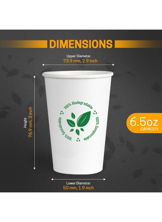 EcoEdge 6.5 Oz Disposable Heavy-Duty Party Paper Cups (Pack of 25) | For Tea, Coffee or Iced Beverages | Leakproof, Eco-Friendly, Sustainable, Sturdy | Elegant Plastic Free Cups | 100% Compostable - Image 4