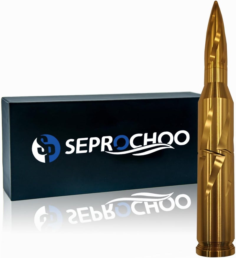 Seprochoo 7.8in Car Truck Bullet Antenna 50 Cal Bullet Antenna Truck Accessories Universal Replacement for GMC Sierra Chevy Dodge Ram Silverado 1500 2500 3500 Ford F150 F250 F350 Spiral Pattern (Gold, 7.8inch) Cost saving user oriented build - Image 5