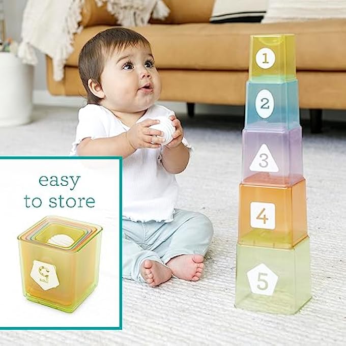 CUPS & BALL LEARNING SET, MULTICOLOR 6 PIECE SET - INCLUDES 1 BALL, 5 STACK & BUILD CUPS, AGES 6 MONTHS+ - Image 4