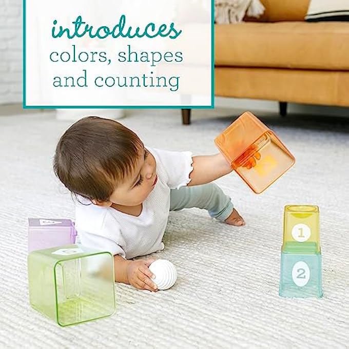 CUPS & BALL LEARNING SET, MULTICOLOR 6 PIECE SET - INCLUDES 1 BALL, 5 STACK & BUILD CUPS, AGES 6 MONTHS+ - Image 5