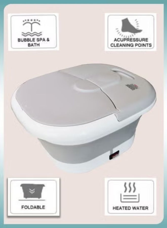دي بلو Foldable Electric Foot Spa Bath – Heated Pedicure Tub with Bubbles & Shiatsu Massage Rollers for Stress & Fatigue Relief – Portable, Collapsible Mini Foot Soak Basin for Relaxing Home Use - Image 2