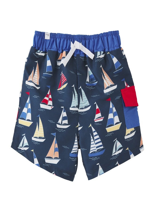 Mud Pie Boys Sailboat Swim Trunks, Large - Image 1