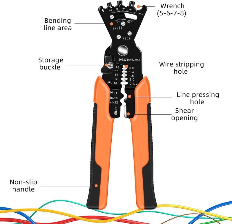 HITWA 5 in 1 Multifunctional Wire Stripper Pliers Cable Stripper Cutter Crimper Tool for Wire Cutting Winding Wire Bending for Electrician Pack of 1 Multicolor - Image 4