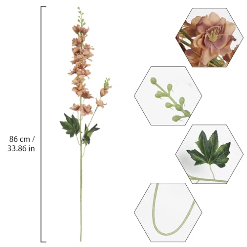 Fqueelvys 8PCS Delphinium Artificial Flowers 33.5'' Larkspur Silk Flowers Faux Long Stem Flowers for Wedding Table Centerpieces Home Garden Decor(Brown) - Image 3