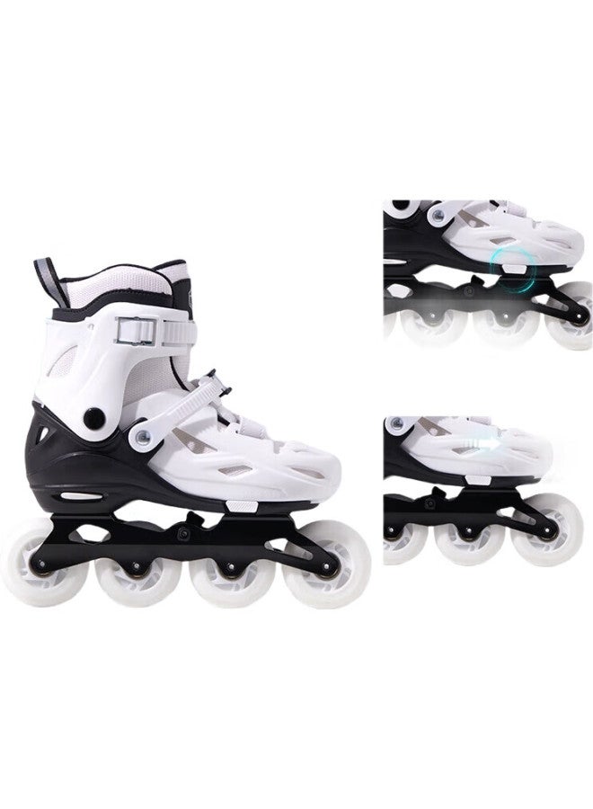 JD.com Jingzao Roller Skates For Children, Elementary And Middle School Beginners, Lockable Wheels, Inline Skates, Aluminum Alloy Frame, Single Shoes, Aurora Blue, Size S - Image 1