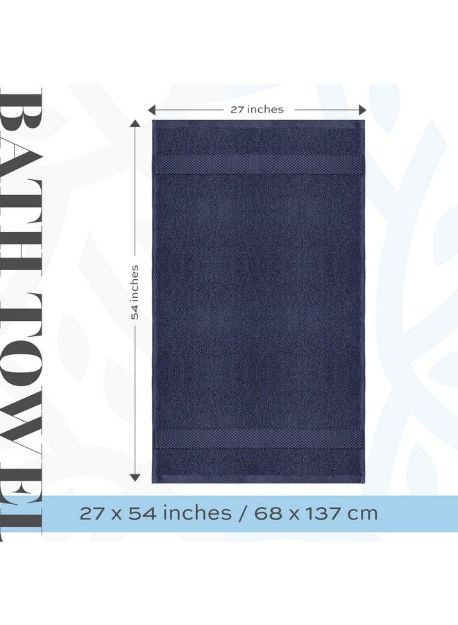 White Classic White Classic Luxury Bath Towels Set of 4 Large - 700 GSM Cotton Ultra Soft Bath Towels 27x54 | Highly Absorbent and Quick Dry | Hotel Towels for Bathroom Luxury, Plush Shower Towels, Navy  - Image 4