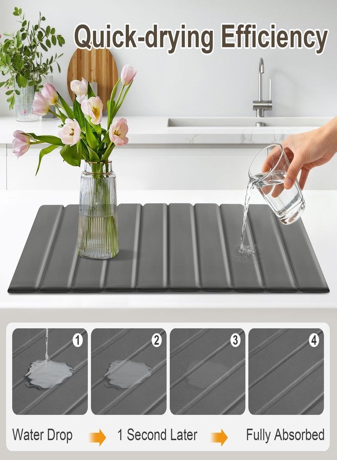 SZSJA Large Stone Drying Mat for Bathroom, Foldable Stone Bath Mat, Absorbent PU Quick Dry Mat, Non-Slip Foldable Kitchen Dish Drying Mat - Image 3