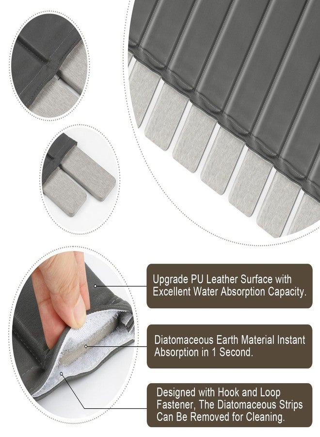 SZSJA Large Stone Drying Mat for Bathroom, Foldable Stone Bath Mat, Absorbent PU Quick Dry Mat, Non-Slip Foldable Kitchen Dish Drying Mat - Image 4