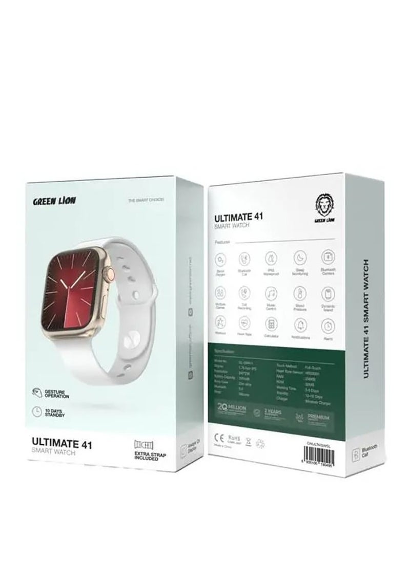 GREEN LION Ultimate 41 Smart Watch 1.75Inch IPS Display Full-Touch / Gesture Operation / Always on Display / Bluetooth Call / Music control / Blood Oxygen / Blood Pressure / Heart Rate / Multiple Games - Silver  - Image 2