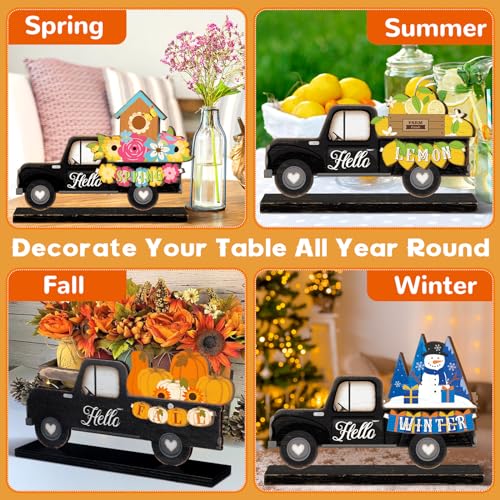 Anglechic 34 Pcs Small Interchangeable Patriotic Truck Decor 4th of July Table Centerpiece Holiday Seasonal Sign Farmhouse Wood Home Office Desk Accessories Memorial Day Tiered Tray Decorations Gift - Image 5