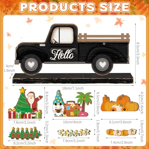 Anglechic 34 Pcs Small Interchangeable Patriotic Truck Decor 4th of July Table Centerpiece Holiday Seasonal Sign Farmhouse Wood Home Office Desk Accessories Memorial Day Tiered Tray Decorations Gift - Image 2