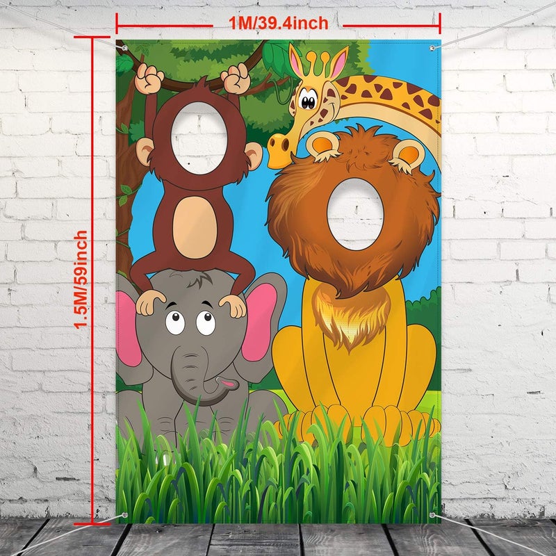 BPA Jungle Safari Animals Birthday Backdrop - Image 2