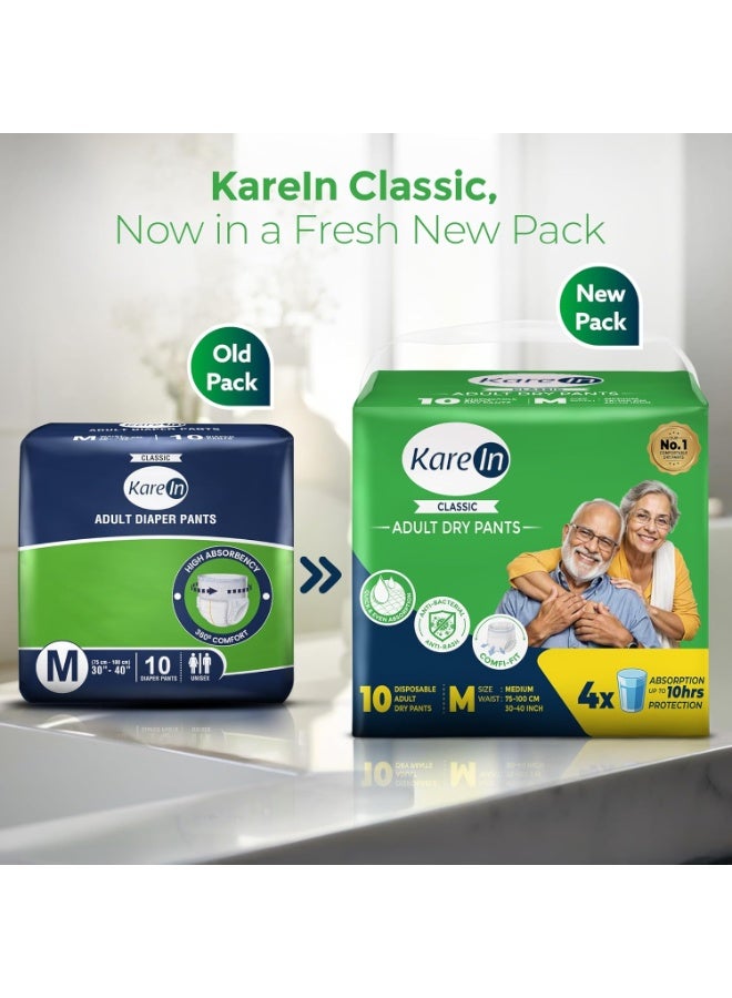 Karein Classic Adult Diaper Pant M Size, Medium, Waist , 60 Unit, Long Protection Hour, Unisex, Quick & Even Absorption, Anti-Bacterial, Leakproof, Odour Control, Wetness Indicator - Image 2