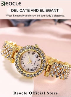 REOCLE Women's Premium Crystal Accented Bangle Watch and Bracelet Set Diamond Wristwatch Set Analog Quartz Wrist Watch for Ladies  - Image 4