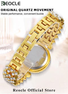 REOCLE Women's Premium Crystal Accented Bangle Watch and Bracelet Set Diamond Wristwatch Set Analog Quartz Wrist Watch for Ladies  - Image 5