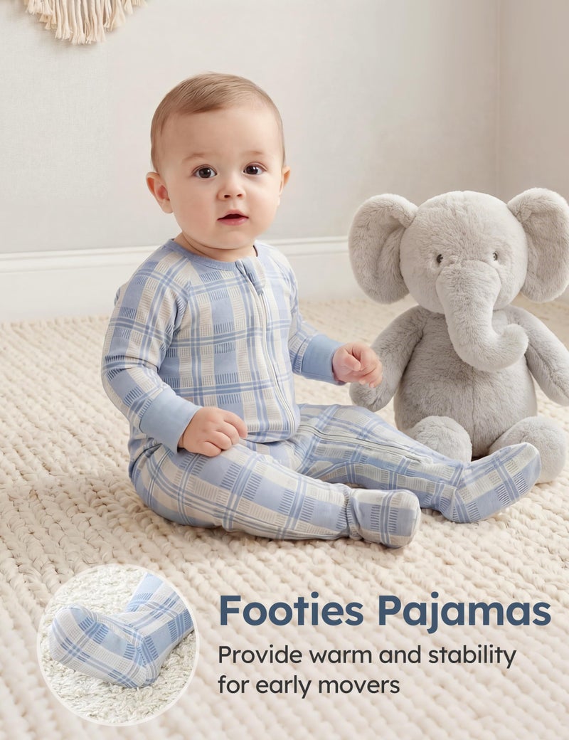 Yoofoss Baby Pajamas 100% Organic Cotton Baby Sleepers for 6-9 Month Boys Girls Clothes, 3-Pack Soft infant Toddler Footed PJs with Mitten Cuffs, Zipper Footies Pajamas - Image 5