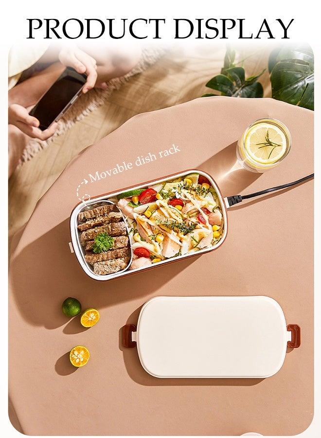 DUNISO Electric Lunch Box Portable Heated Food Warmer Heated Lunch Box 304 stainless steel Leakproof Electric Thermal Lunch Box Multi-Function Self Cooking Food Warmer Lunchbox for Office  - Image 3