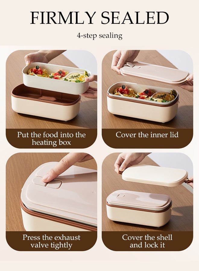 DUNISO Electric Lunch Box Portable Heated Food Warmer Heated Lunch Box 304 stainless steel Leakproof Electric Thermal Lunch Box Multi-Function Self Cooking Food Warmer Lunchbox for Office  - Image 5