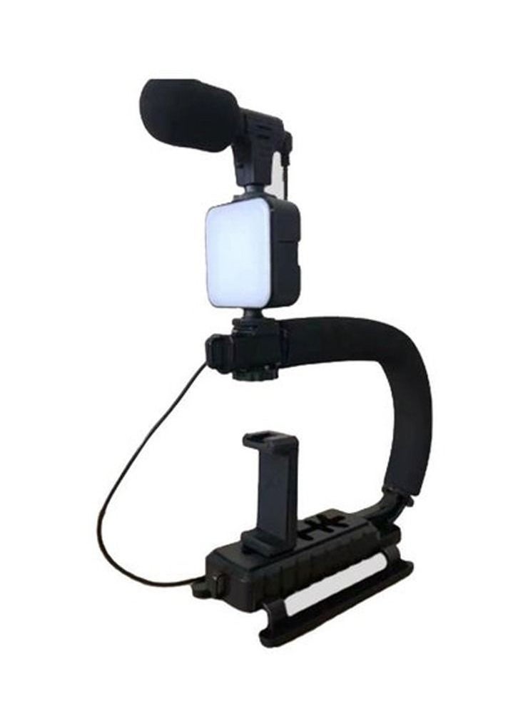Generic - AY49U/C Type Portable Camera Stabilizer Fill Light Microphone Camera Bracket iPhone & Android Mobile Phone Live Broadcast Holder Black - Image 1