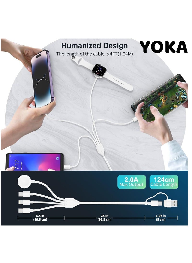 Super Charging 4-in-1 Multi Cable for Apple Watch & Devices - All-in-One USB A/C Charger with Lightning, Type-C, Micro, Magnetic Connectors - Ultimate Travel Solution