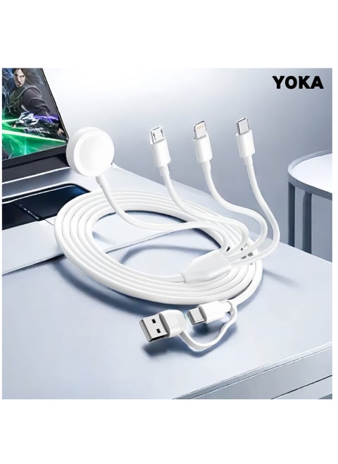 Super Charging 4-in-1 Multi Cable for Apple Watch & Devices - All-in-One USB A/C Charger with Lightning, Type-C, Micro, Magnetic Connectors - Ultimate Travel Solution