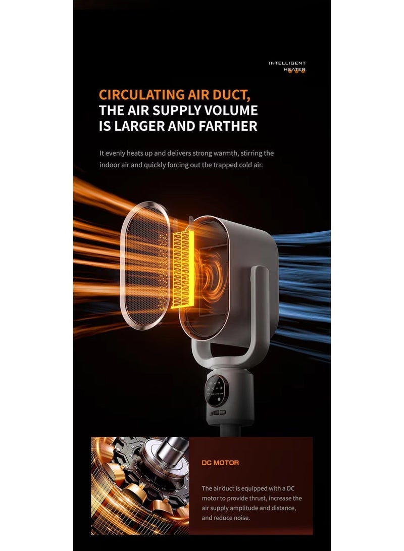 MOCOM Portable 1800W Electric PTC Space Heater & Cooling Fan for Home, Office & Large Rooms | Adjustable Height Mini Tower Heater with Remote, 3 Heating Modes, 110° Oscillation, Fast Heating, Night Light, Timer 2H/4H/8H, Ultra-Quiet 32dB, Overheat Protection, Desktop & Freestanding Design – ABS Flame-Retardant | Model DGS-N6 - Image 5