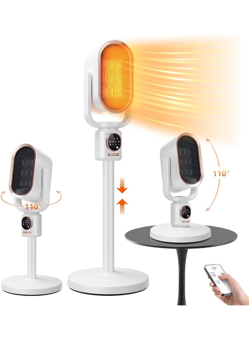 MOCOM Portable 1800W Electric PTC Space Heater & Cooling Fan for Home, Office & Large Rooms | Adjustable Height Mini Tower Heater with Remote, 3 Heating Modes, 110° Oscillation, Fast Heating, Night Light, Timer 2H/4H/8H, Ultra-Quiet 32dB, Overheat Protection, Desktop & Freestanding Design – ABS Flame-Retardant | Model DGS-N6 - Image 1