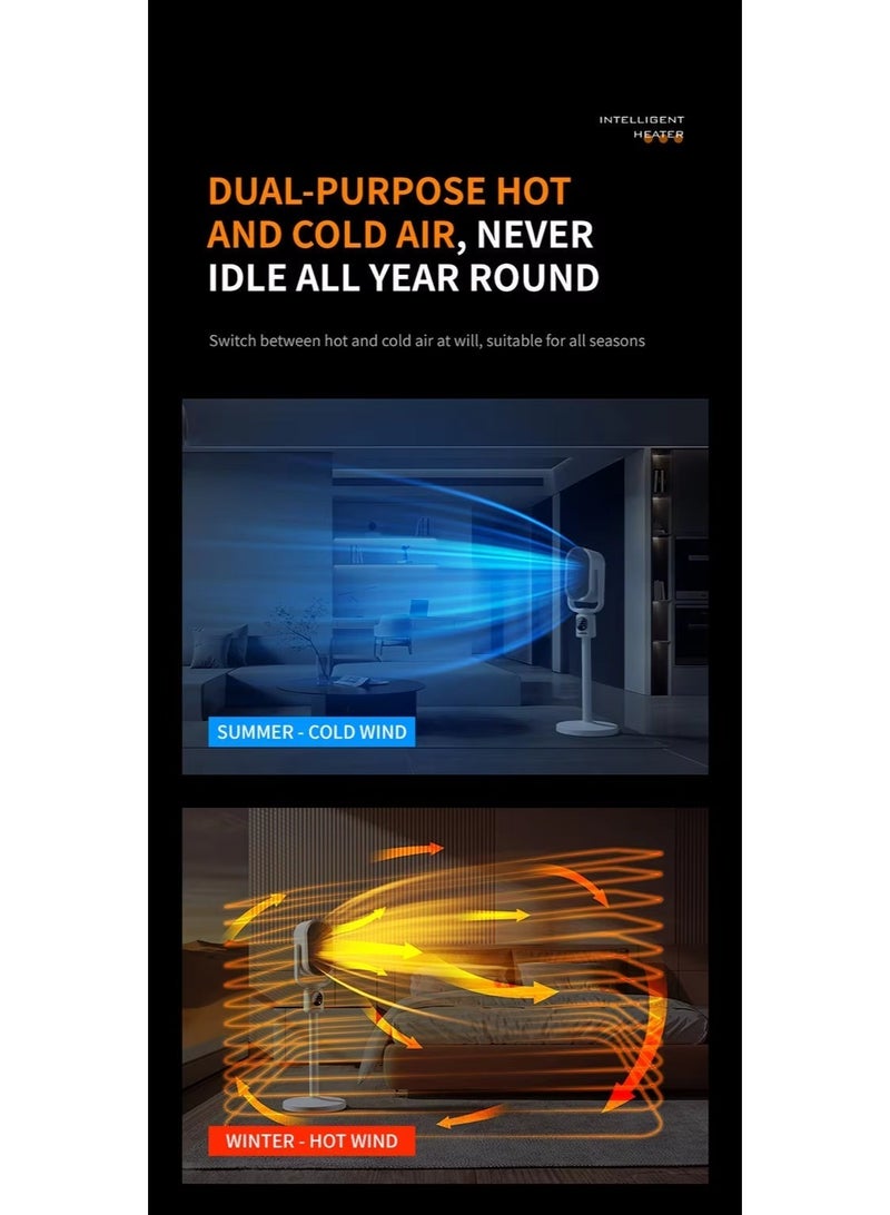 MOCOM Portable 1800W Electric PTC Space Heater & Cooling Fan for Home, Office & Large Rooms | Adjustable Height Mini Tower Heater with Remote, 3 Heating Modes, 110° Oscillation, Fast Heating, Night Light, Timer 2H/4H/8H, Ultra-Quiet 32dB, Overheat Protection, Desktop & Freestanding Design – ABS Flame-Retardant | Model DGS-N6 - Image 3