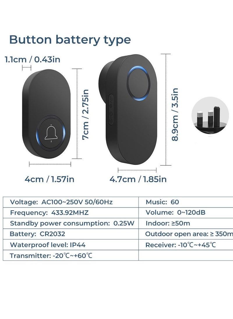 Mordely Wireless Doorbell for Home - Battery Operated, 1000 Feet, Wireless Door Bell w/LED Flash, 1 push button + 1 receiver  - Image 3